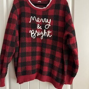Plaid Red and Black Women's Sweater